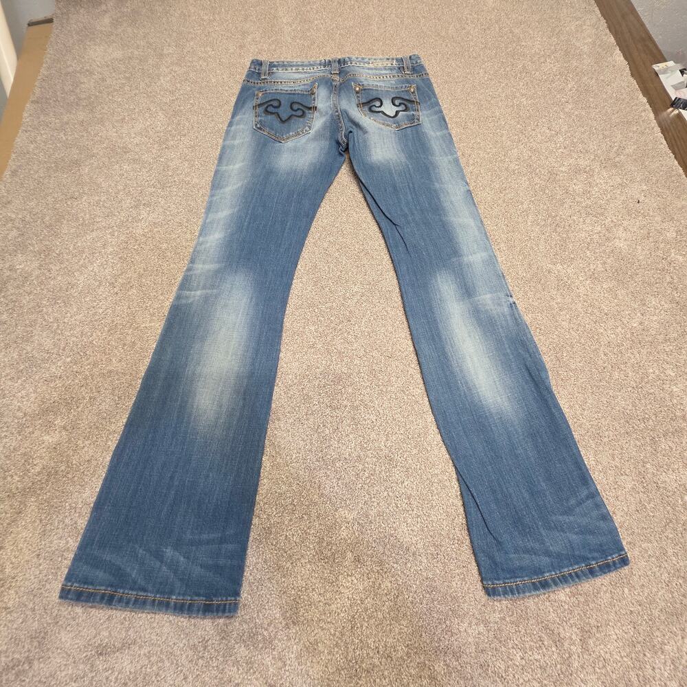 ReBock for Express Boot Cut Jeans Size 6R Distressed Embroidered Pocket Y2K